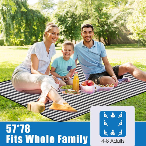 Picnic Blankets Outdoor Extra Large - Waterproof Picnic Blanket with Carry Strap | Machine Washable Picnic Mat with Sandproof Backing for Park,Grass,Hiking,Travel,Concerts,Indoor(Aegean Blue)