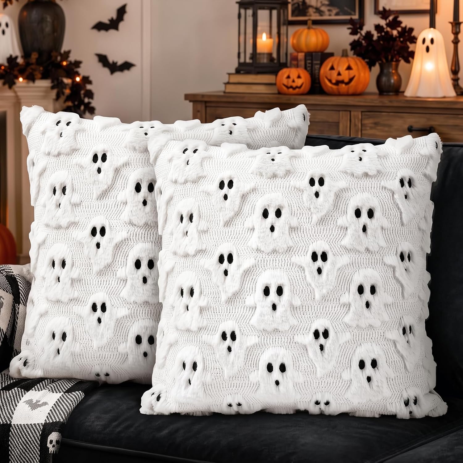 OLANRUN Halloween Pillow Covers 18x18 Set of 2, Halloween Decoration Indoor