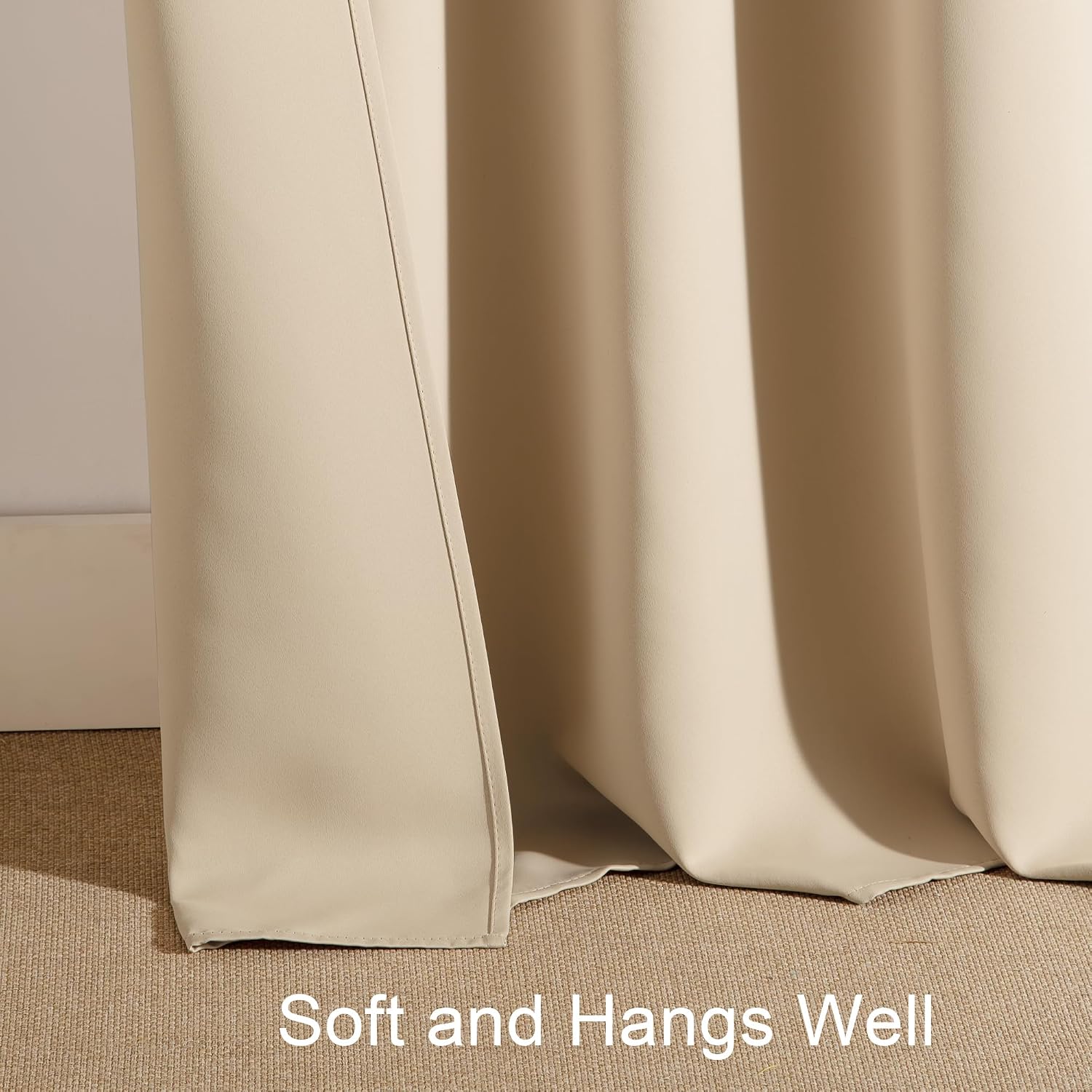 PONY DANCE Window Curtains Set - Home Decoration Room Darkening Thermal Insulated Panels Shades/Draperies Block Light Protect Privacy, 52 x 63 inches, Biscotti Beige, 2 Pieces