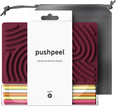 Pushpeel Sensory Activity Board: Silicone Fidget Toy for Calming, Stress, Anxiety, ADHD & Autism | Silent, No Mess | Kids 3+ & Adults | Includes Portable Travel Bag & 11 Strings