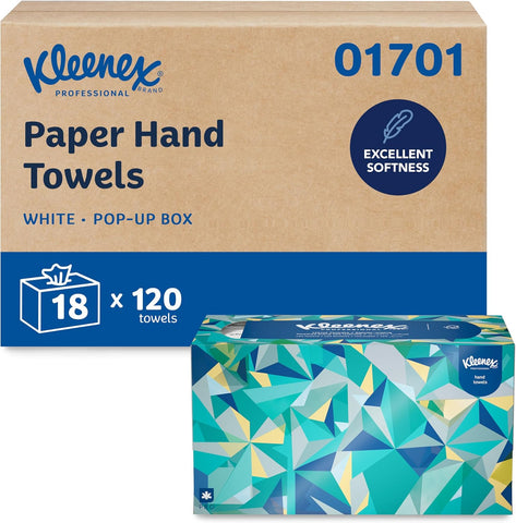 Kleenex Professional Paper Hand Towels, Bulk, 18 Boxes x 120 Sheets (01701)