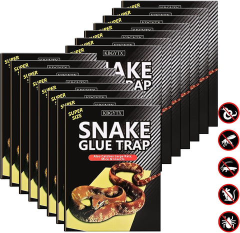 4 Pack 10" x 16" Large Snake Glue Traps with Enhanced Stickiness, Snake Rat Sticky Pad Board for House Indoor Outdoor, Sticky Glue Traps for Snakes, Mice, Rats, Easy to Set
