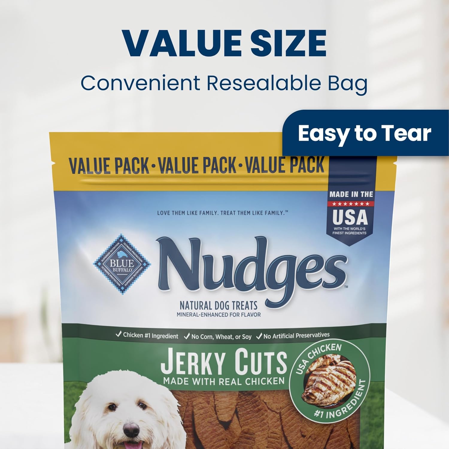 Blue Buffalo Nudges Jerky Cuts Chicken Dog Treats, 36 oz