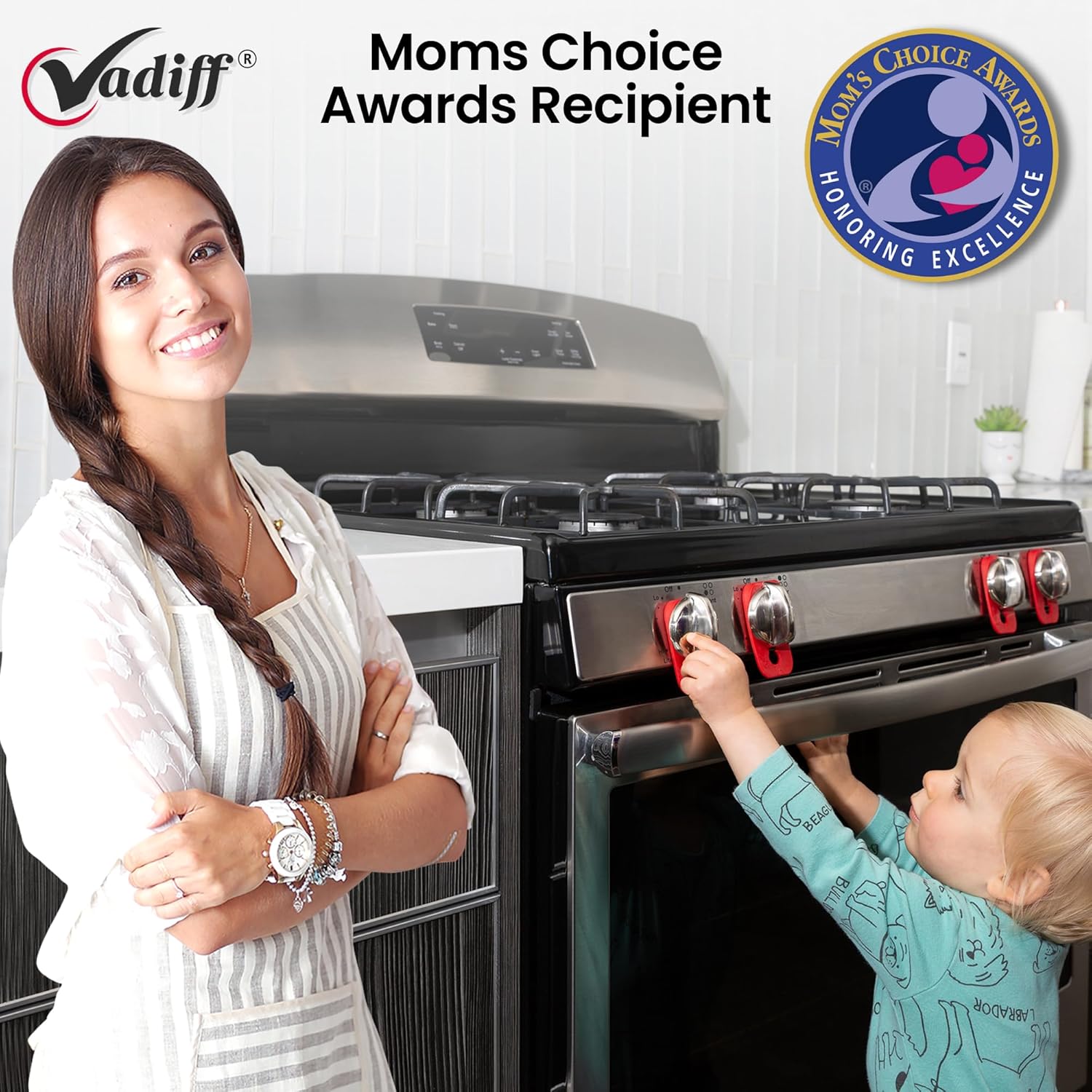 Mom's Choice Award Stove Knob Locks | 5-Pack Silicone Child Safety Lock Set