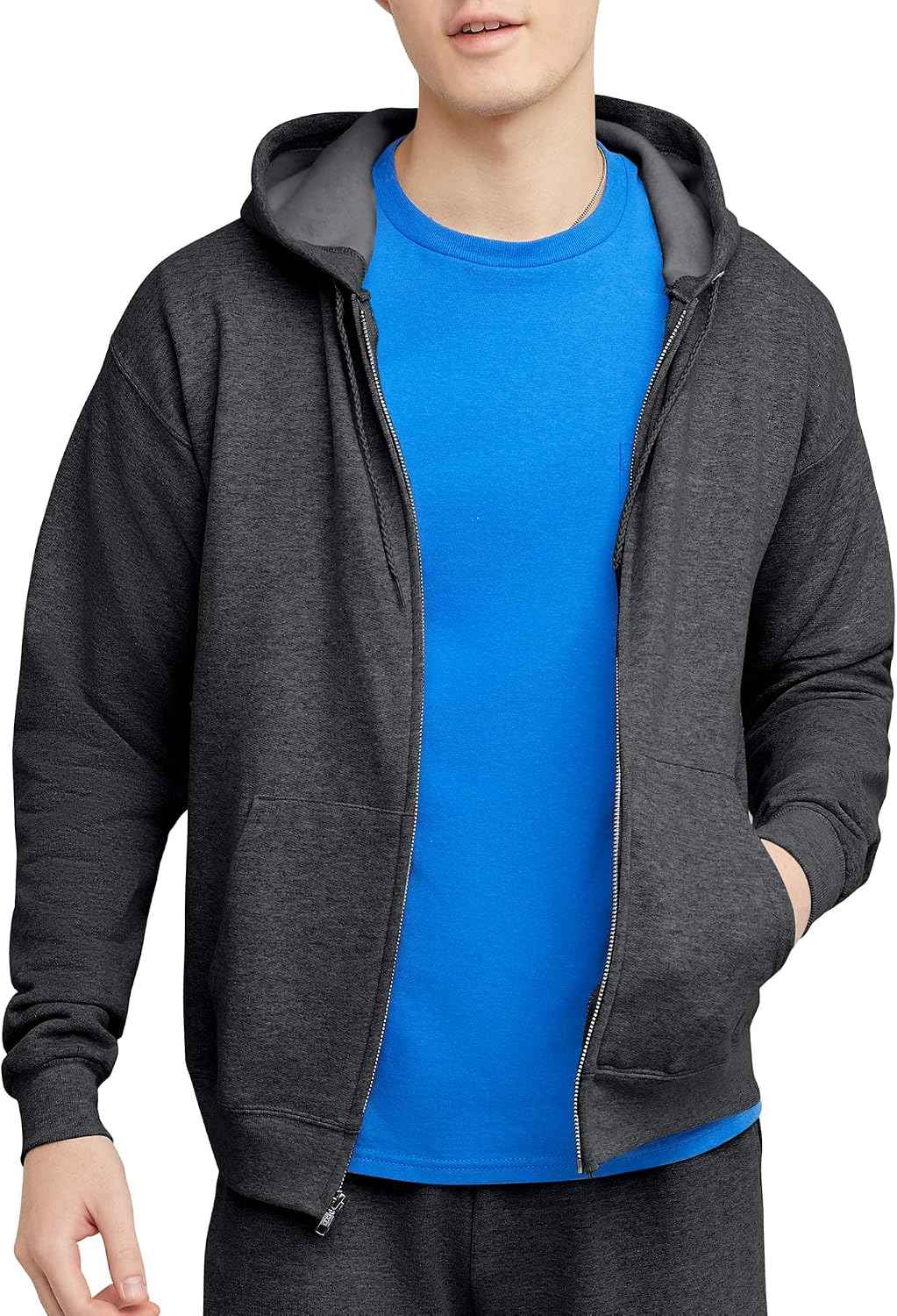 Hanes Men's Zip-up Hoodie, Ecosmart Fleece Full-zip Hoodie for Men, Hooded Sweatshirt