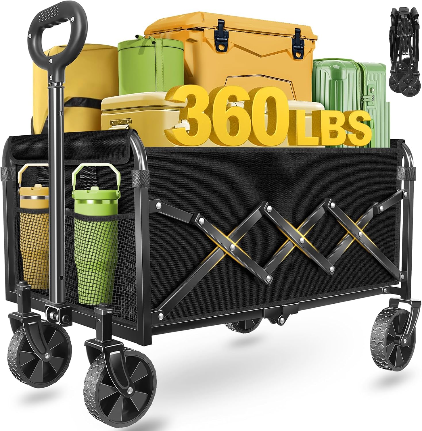 Collapsible Wagons Carts Foldable, 360Lbs Foldable Wagon with Wheels