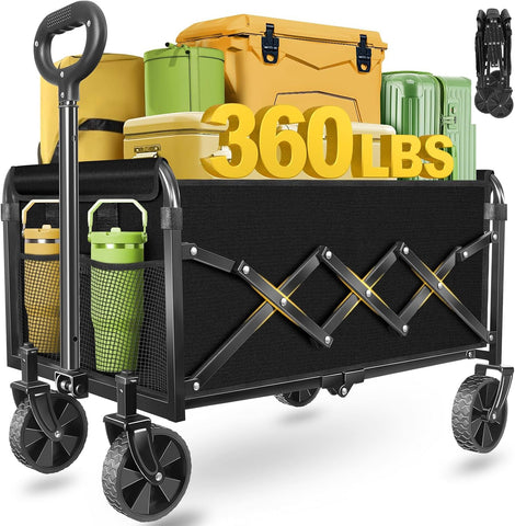 Collapsible Wagons Carts Foldable, 360Lbs Foldable Wagon with Wheels