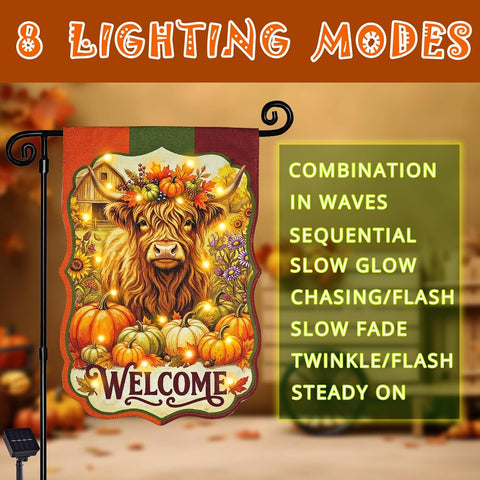 Thanksgiving Garden Flag, Cow Fall Porch Decor, 12x18 In