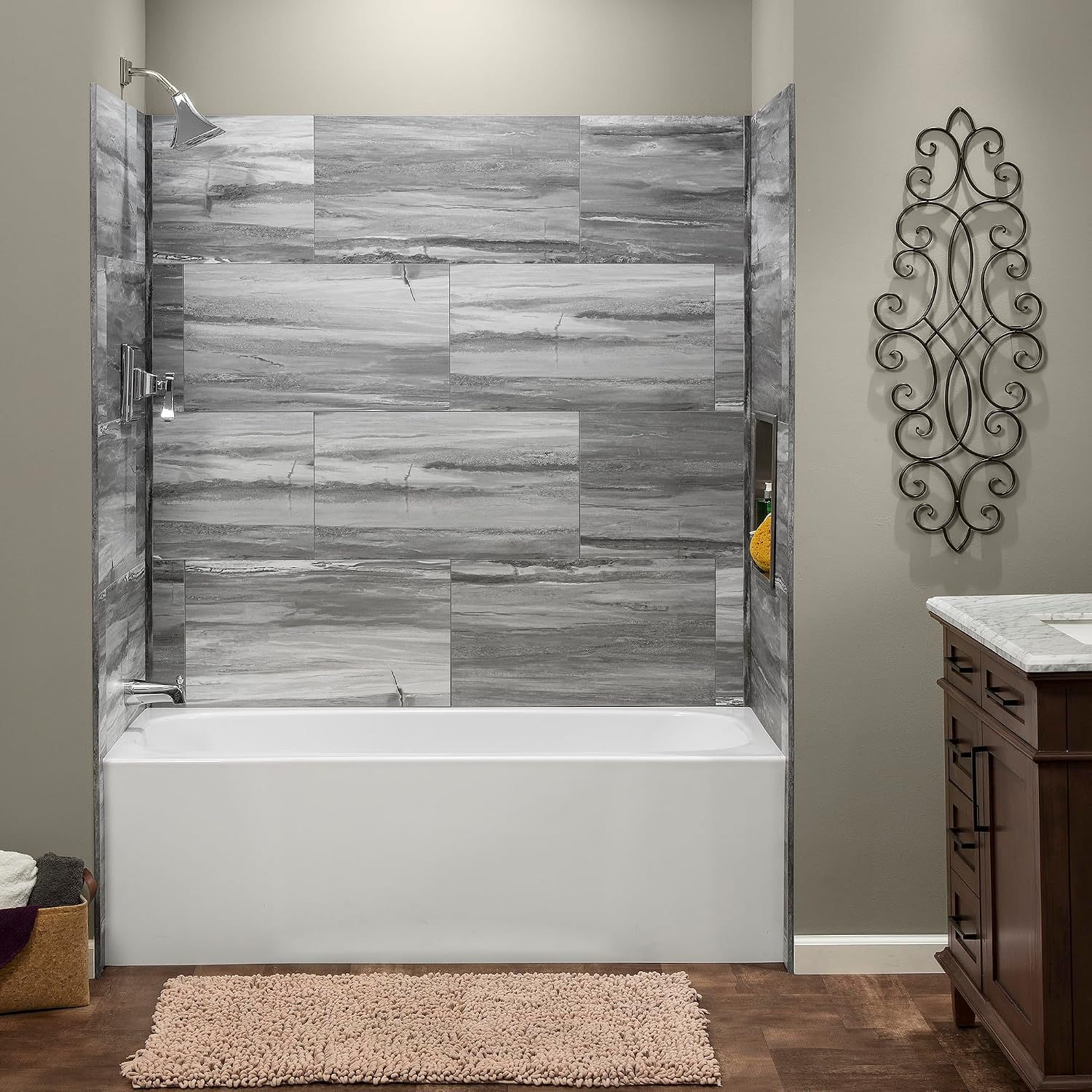 Palisade 25.6 in. x 14.8 in. Vinyl Wall Tiles in Hermitage Granite (8 Pack)