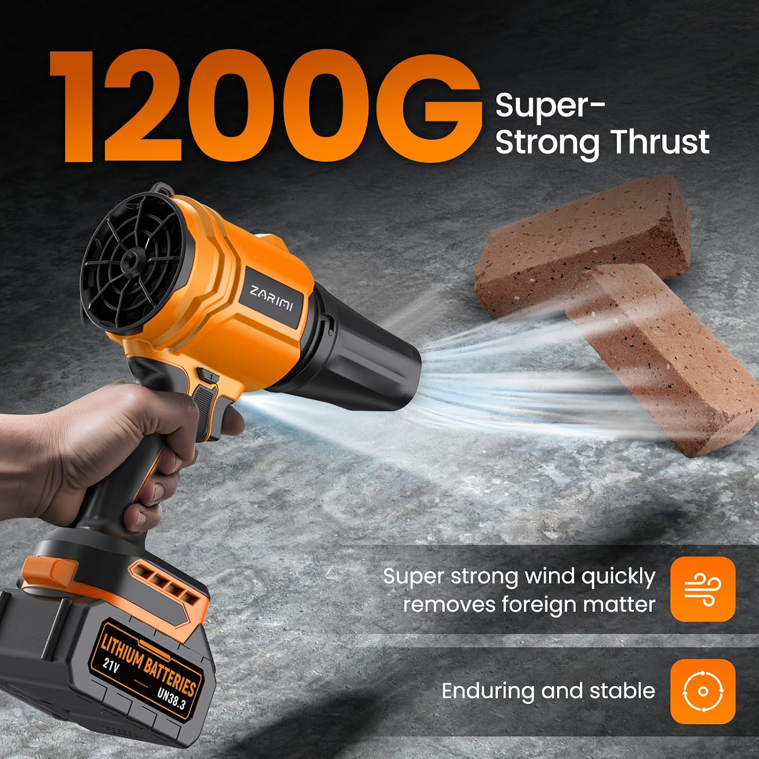 YUQUESEN Cordless Leaf Blower, 980,000 RPM Handheld Leaf Blower with 2 Batteries & Charger, Lightweight Leaf Blowers for Patio, Lawn, Leaves, Dust - Deep Orange