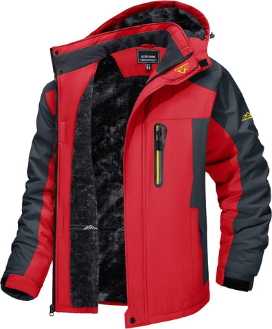 TACVASEN Men's Winter Ski Jacket Waterproof Fleece Lining Snow Hooded Coats