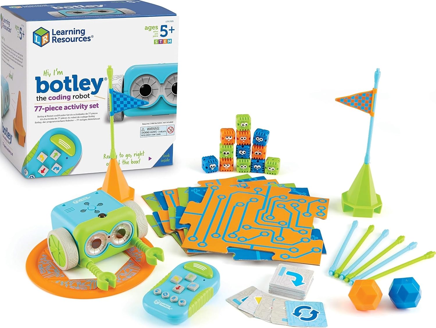 Learning Resources Botley The Coding Robot Activity Set - 77 Pieces, Ages 5+, Screen-Free Coding Robots for Kids, STEM Toys for Kids, Programming for Kids, for Kids