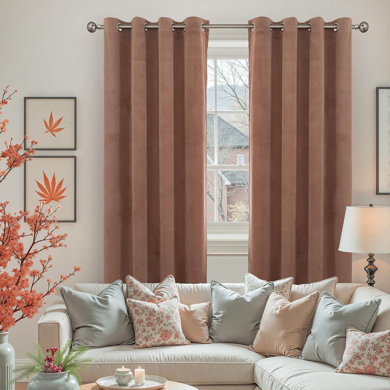 YoungsTex Mocha Brown Velvet Blackout Curtains 63 Inch Length, Thermal Insulated Drapes with Grommet Privacy for Bedroom Window, 2 Panels, 52 X 63 Inch