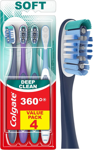 Colgate 360 Soft Toothbrushes, 4 Pack