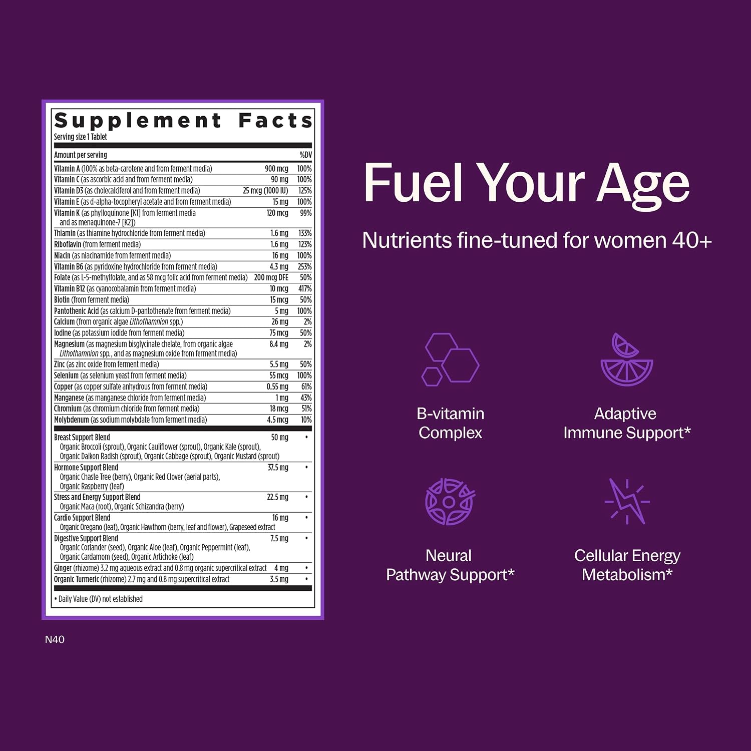 New Chapter Every Woman's One Daily 40+ Multivitamin, 72 Tablets | Supports Immune, Bone, Skin, and Cellular Energy Health, Non-GMO, Gluten Free, Dairy Free, Vegetarian and Kosher