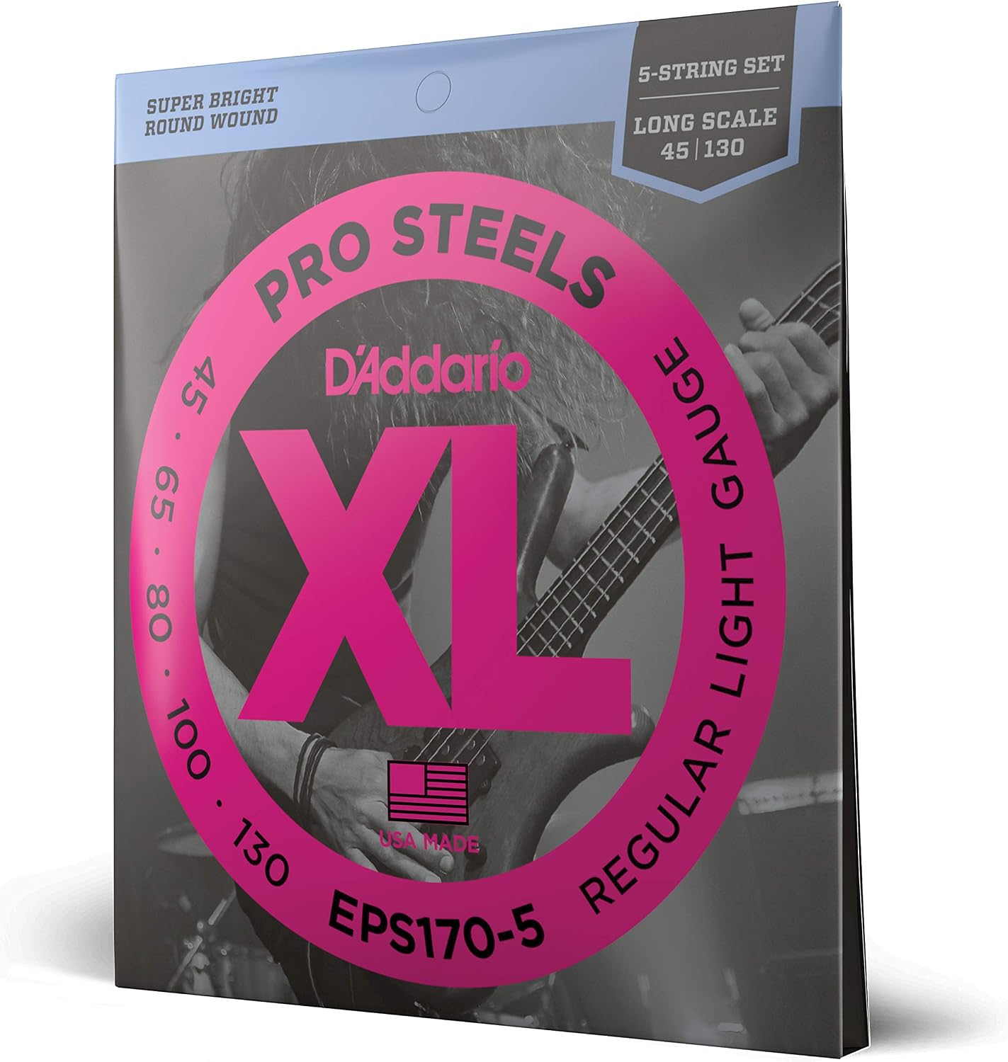 D'Addario XL ProSteels Bass Strings EPS170-5, 45-130, 5-String