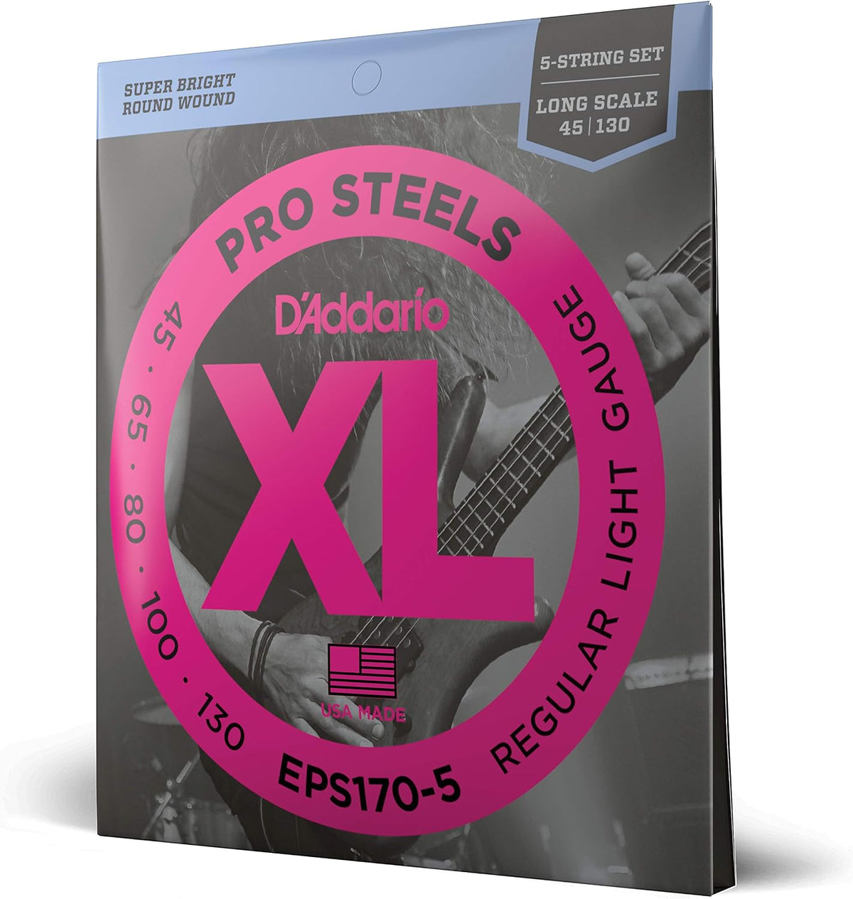 D'Addario XL ProSteels Bass Strings EPS170-5, 45-130, 5-String