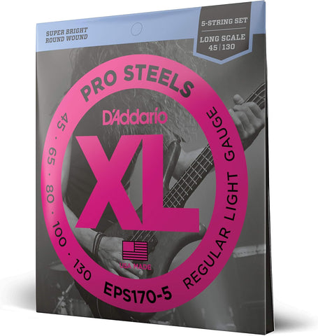 D'Addario XL ProSteels Bass Strings EPS170-5, 45-130, 5-String