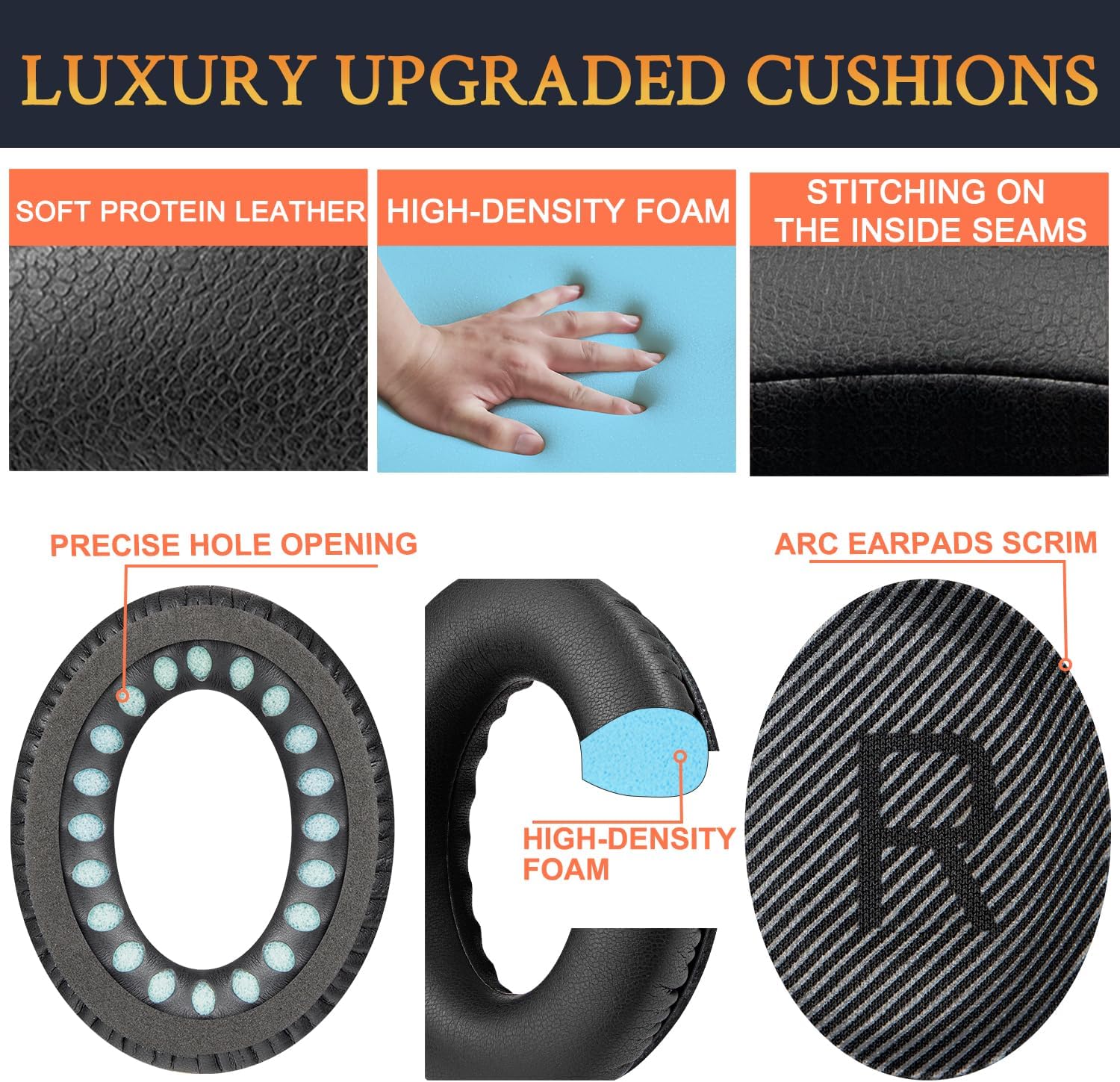 SoloWIT Earpads for Bose QC35 & QC35 ii - Black