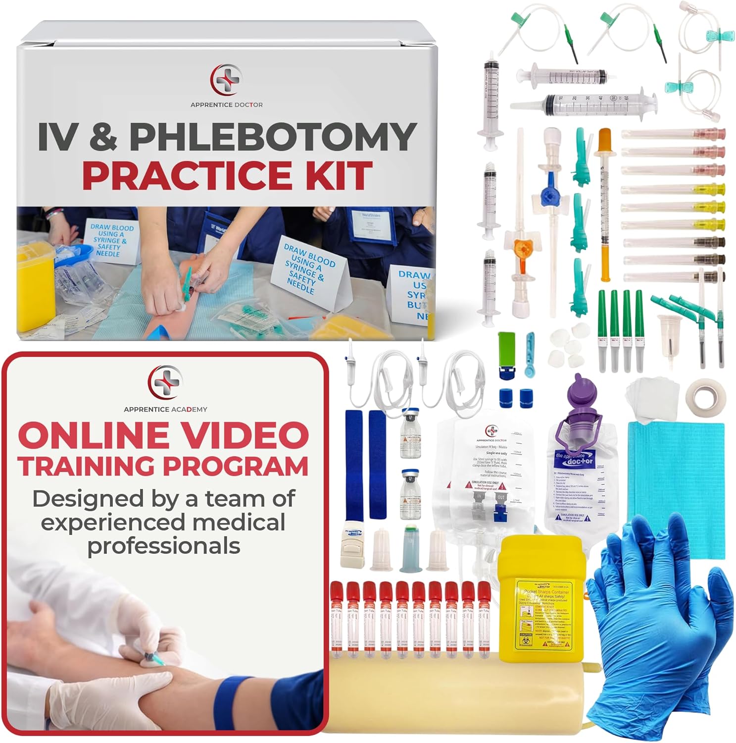 The Apprentice Doctor Phlebotomy Practice Arm Kit with Online Learning – Skill-Building Model Arm for Students, Beginners & Home Study
