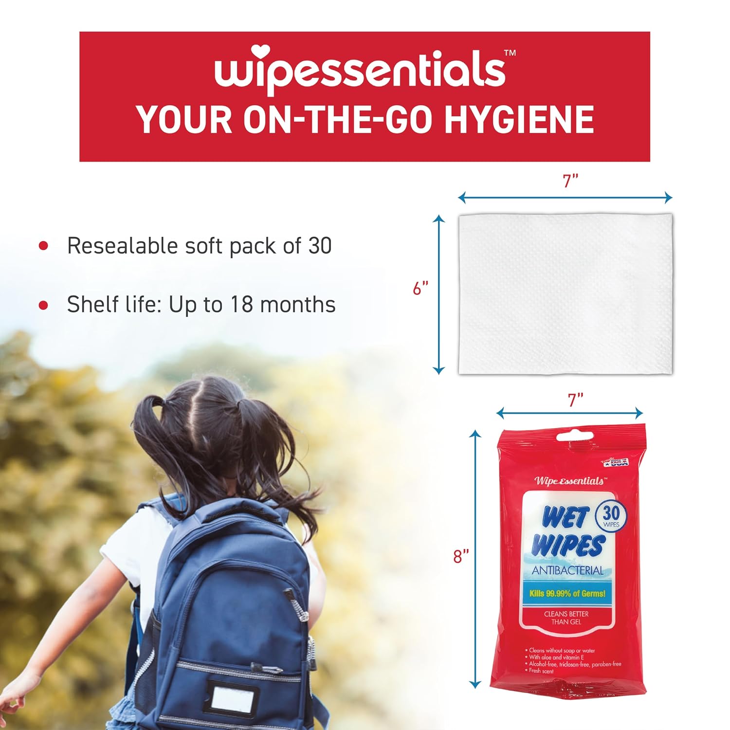 WipeEssentials Hand Sanitizer Wipes for Adults & Kids - 360 Count, 12 Packs