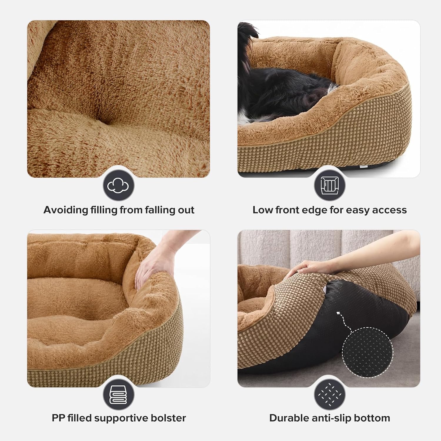 INVENHO Small Dog Bed for Small Dogs, Orthopedic Warming Soft Calming Sleeping Durable with Anti-Slip Bottom