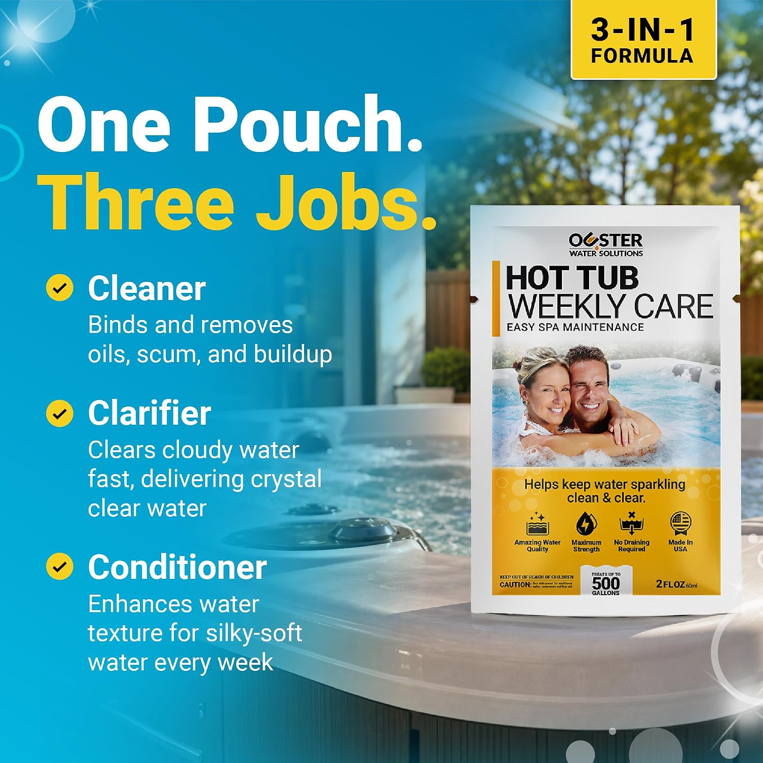 Ouster Hot Tub Weekly Care - 3in1 Cleaner, Clarifier & Conditioner (4-Week)