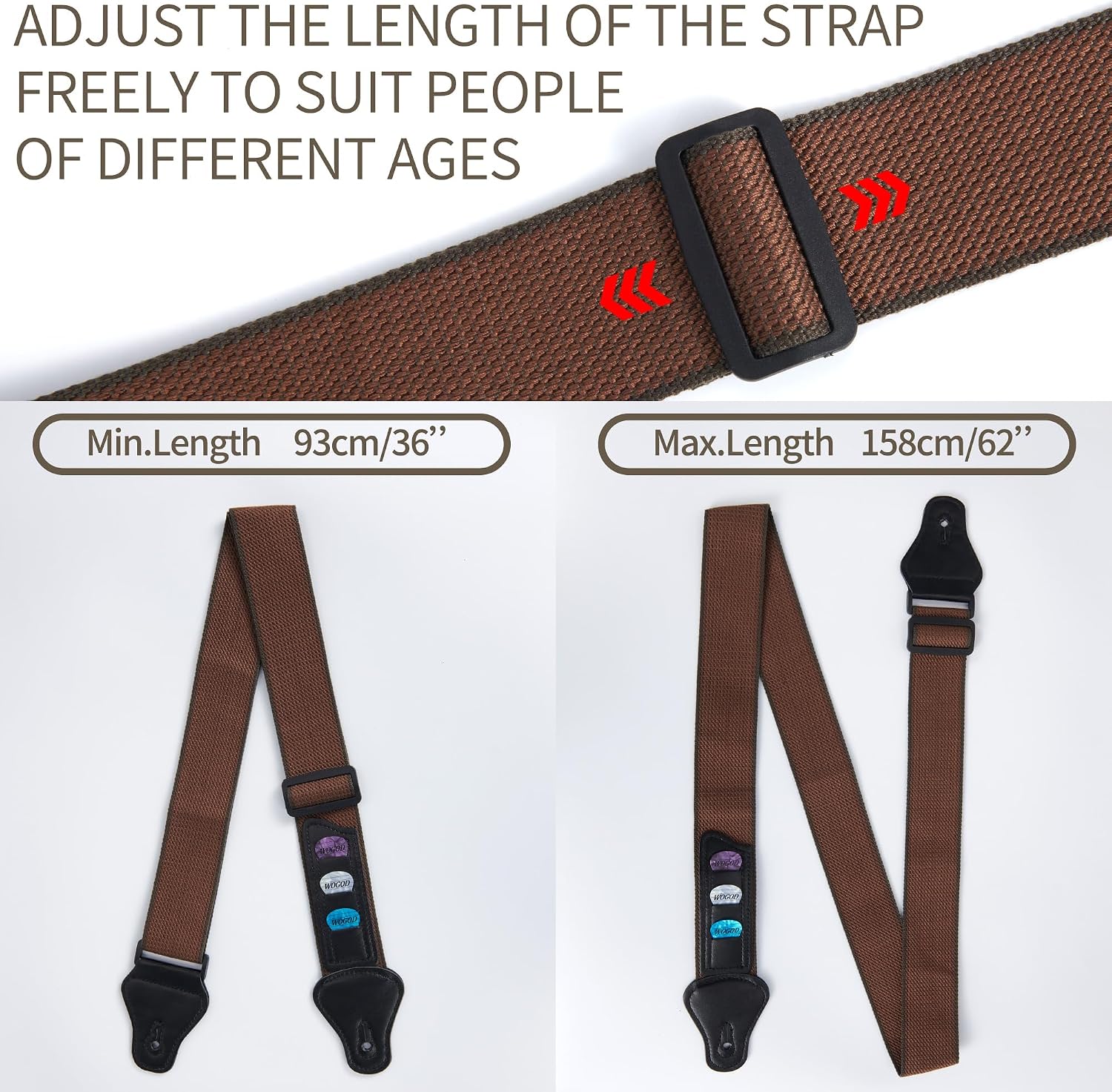 WOGOD Guitar Strap -5 Pack Acoustic Electric Bass Guitar Straps