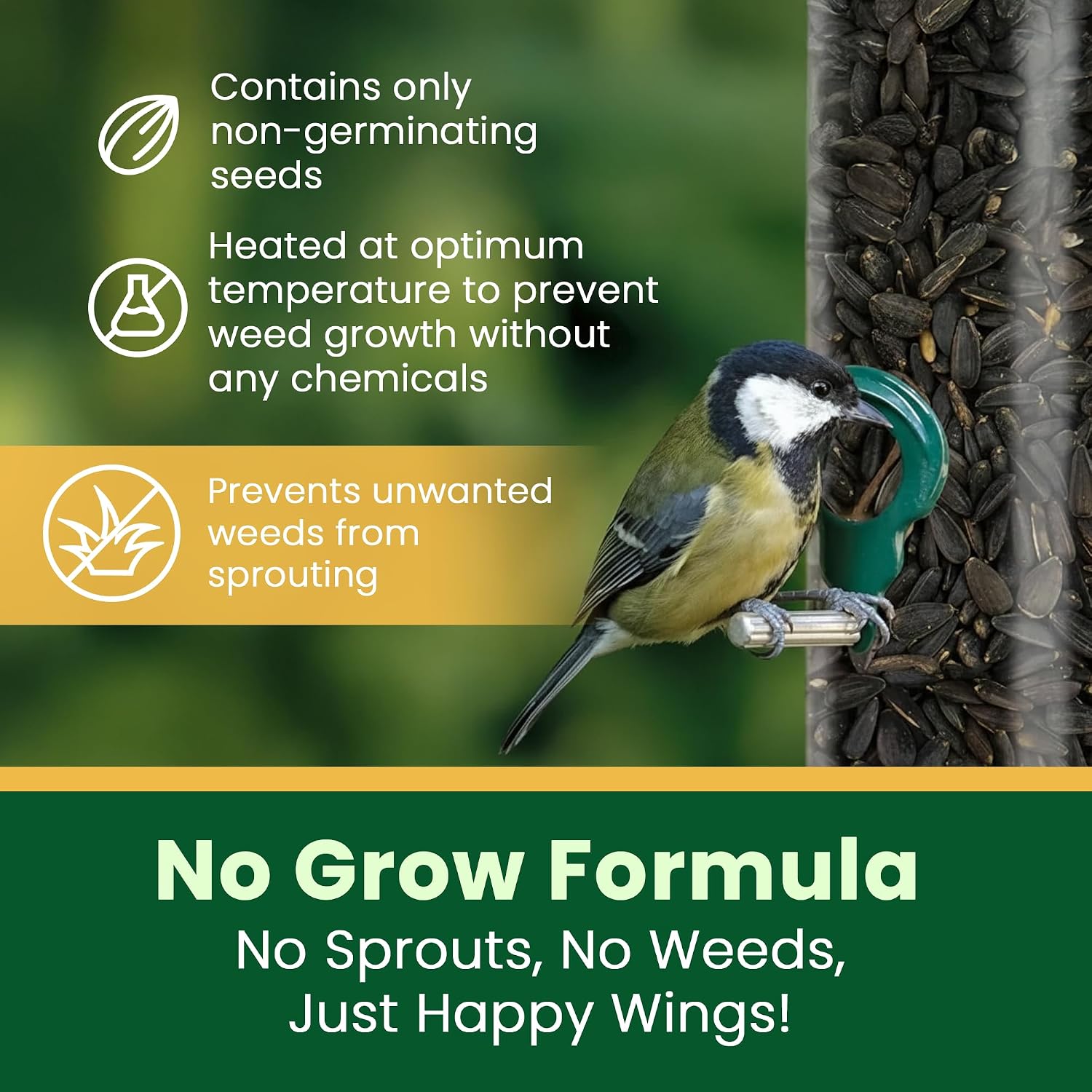 Happy Wings 5 LB Black Oil Sunflower Seeds Bird Food, No Waste Bird Seed