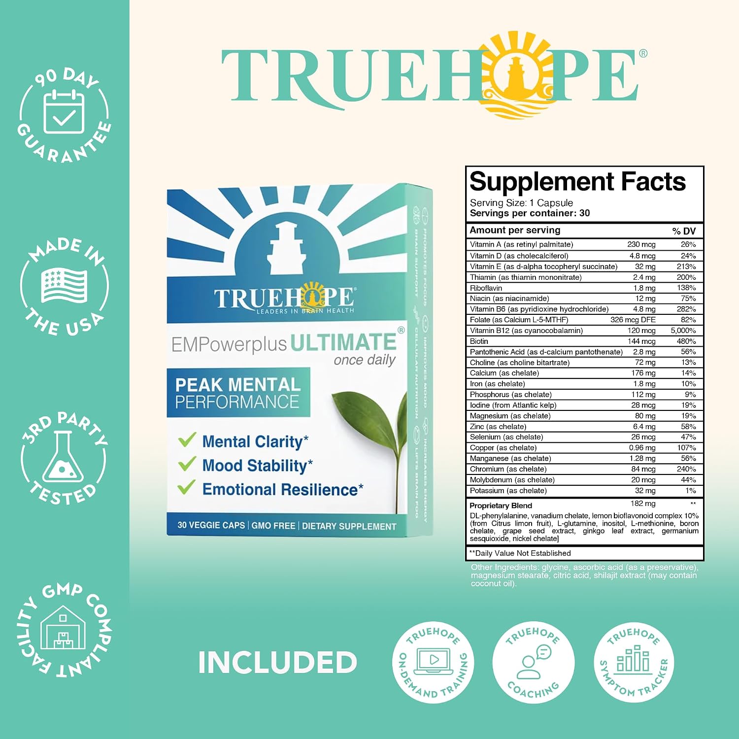 Truehope EMPowerplus Ultimate Daily Brain, Focus & Mood Supplement 30 Count