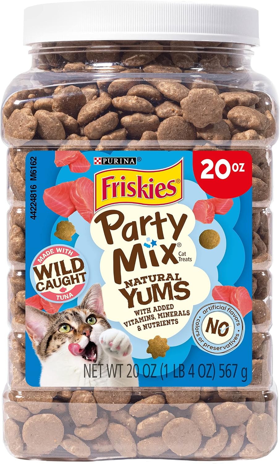 Friskies Purina Party Mix Natural YUMS Tuna Cat Treats, 20 oz Canister