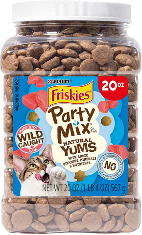 Friskies Purina Party Mix Natural YUMS Tuna Cat Treats, 20 oz Canister