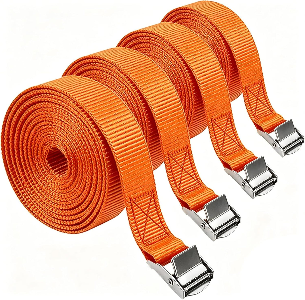 Lashing Straps with Buckles, 4Pack, 1 Inch × 6.7 Feet, Cargo Tie-Down Strap