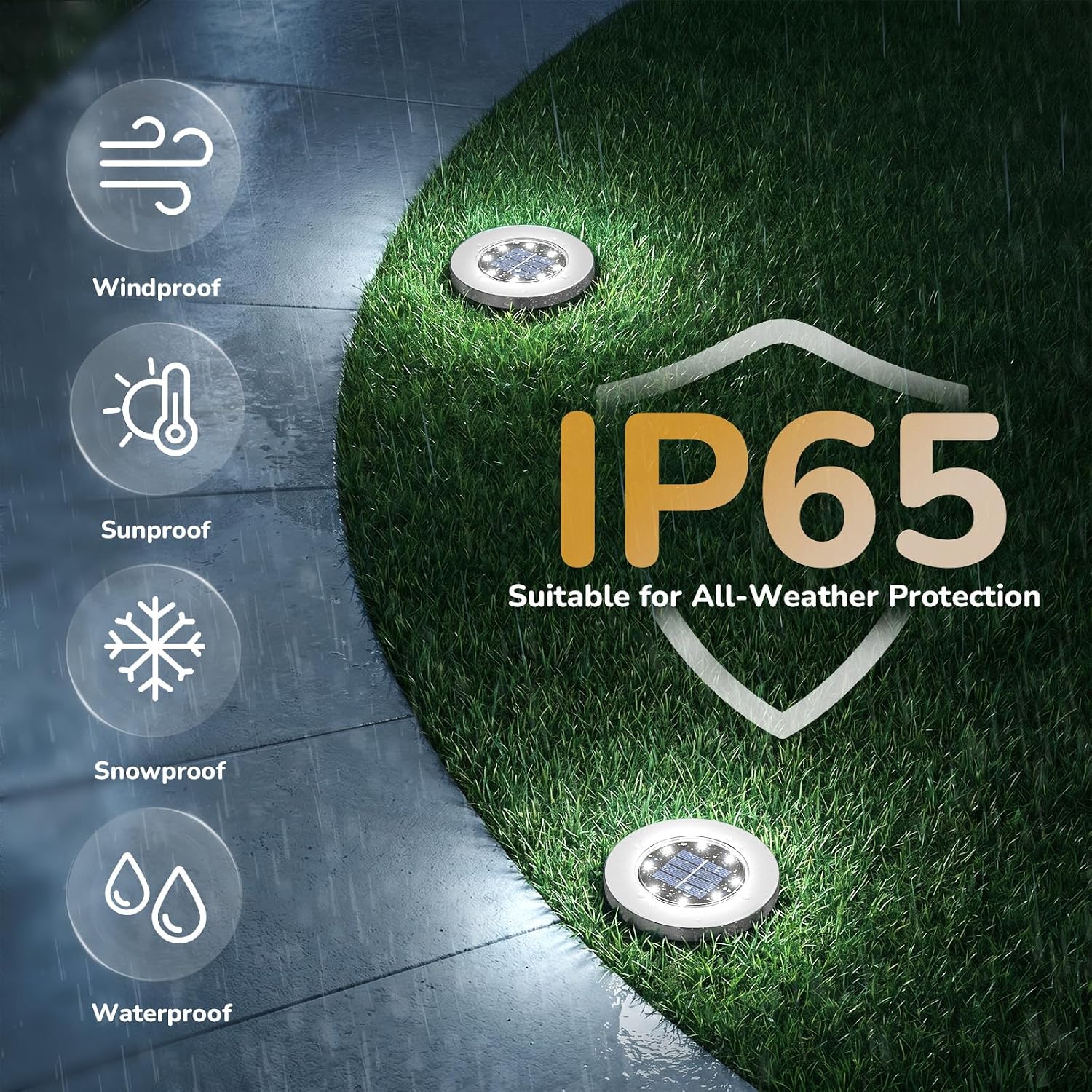 INCX 12 Pack 4.6 Inch Solar Ground Lights Outdoor, Waterproof, Cold White