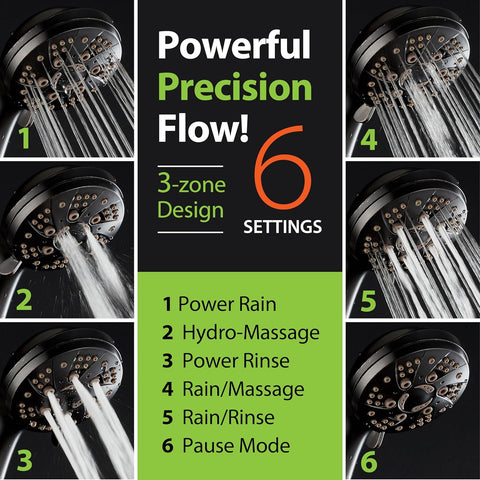 AquaDance High Pressure Luxury 6-mode Spiral Ergonomic Handheld Shower Head