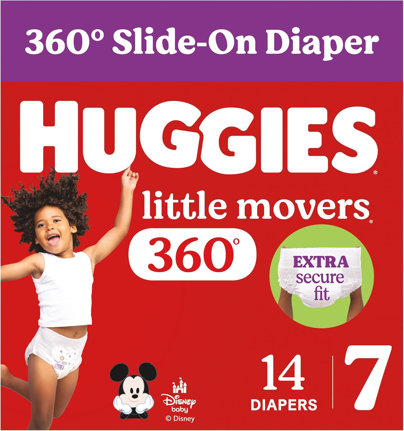 Huggies Little Movers HuggFit 360 Diapers Size 7, 14 Count