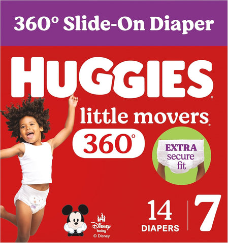 Huggies Little Movers HuggFit 360 Diapers Size 7, 14 Count
