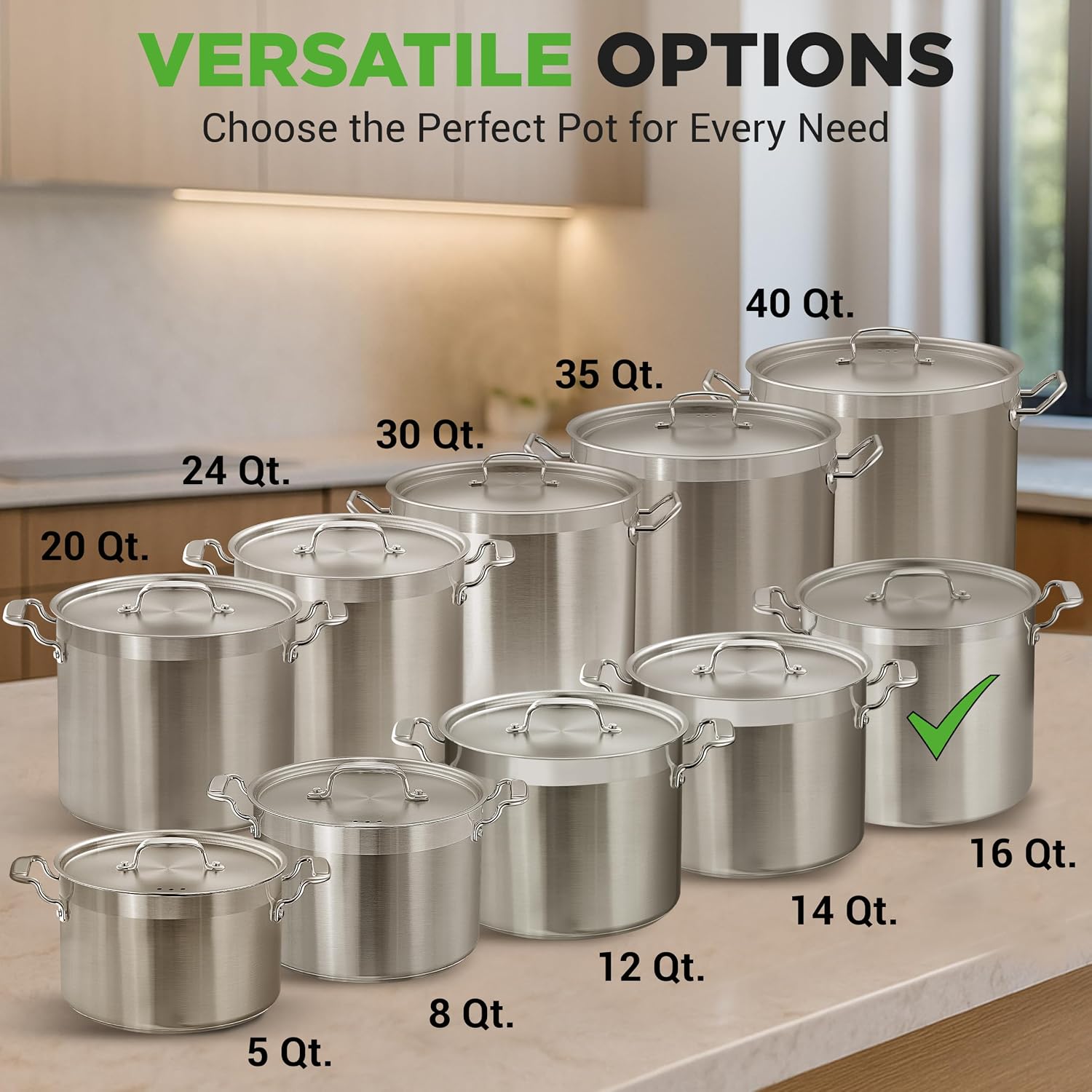 NutriChef 16-Quart Stainless Steel Stockpot - 18/8 Food Grade Heavy Duty Large Stock Pot for Stew, Simmering, Soup, Includes Lid, Dishwasher Safe, Works w/Induction, Ceramic & Halogen Cooktops