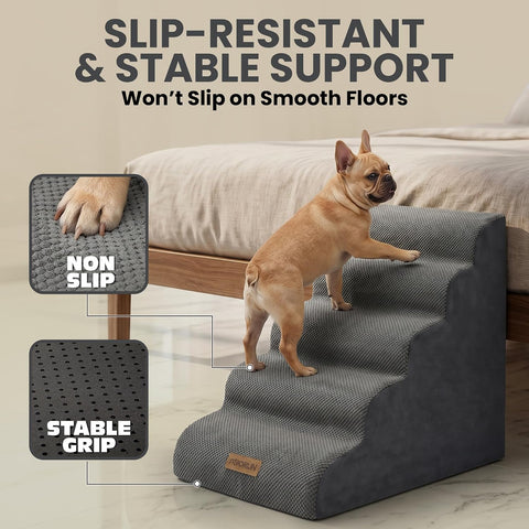 Miorun Dog Stairs for High Beds, 24.5" Foam Pet Ramp Step for Small Dogs