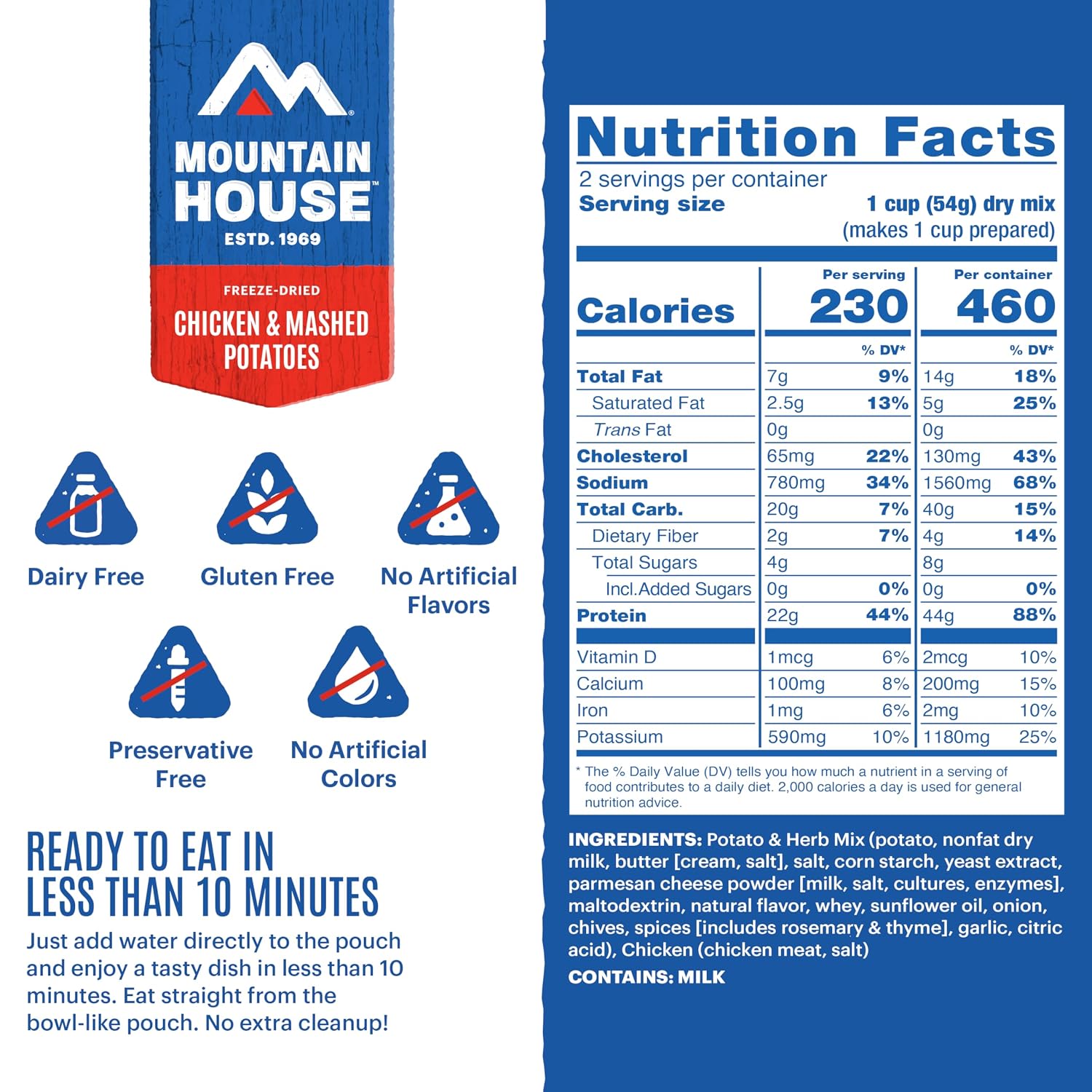 Mountain House Freeze-Dried Dinner Entree | Backpacking Meals for Camping and Hiking, 4 Servings, 30-Year Shelf-Life, 2-Pack