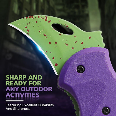 Small Pocket Knife Gift for Men,1.34''Blade Keychain Knife,Cool Folding Knife Box Cutter，Mini EDC Knives for Everyday Carry,Small Gift for Women Men （Purple & Green）