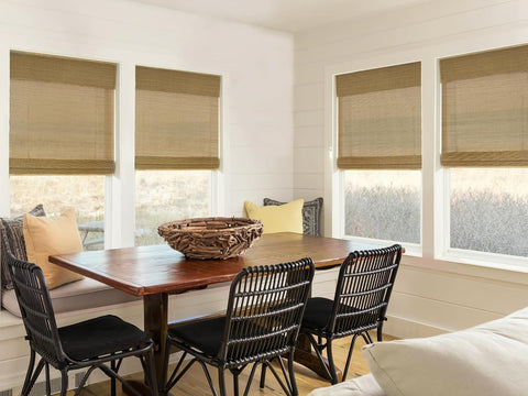 LazBlinds No Drill Cordless Bamboo Roman Shades, 24" W × 64" H, Acorn