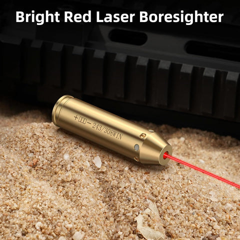 EZshoot Bore Sight Laser 9mm/223 5.56mm/243 308/12-Gauge Red Laser Boresighter with Portable Tin Case and Extra Batteries