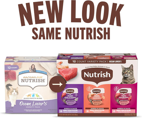 Nutrish Ocean Lover's Wet Cat Food Variety Pack, 2.8 oz. Cup (Rachael Ray)