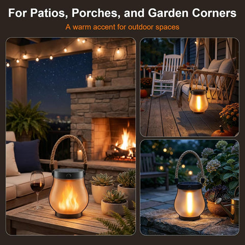 Solar Lanterns Outdoor Waterproof 6-Pack, 2nd Gen Flickering Flame Effect