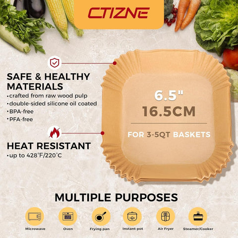Ctizne 420PCS Air Fryer Liners Disposable for 6.5" Square Air Fryers