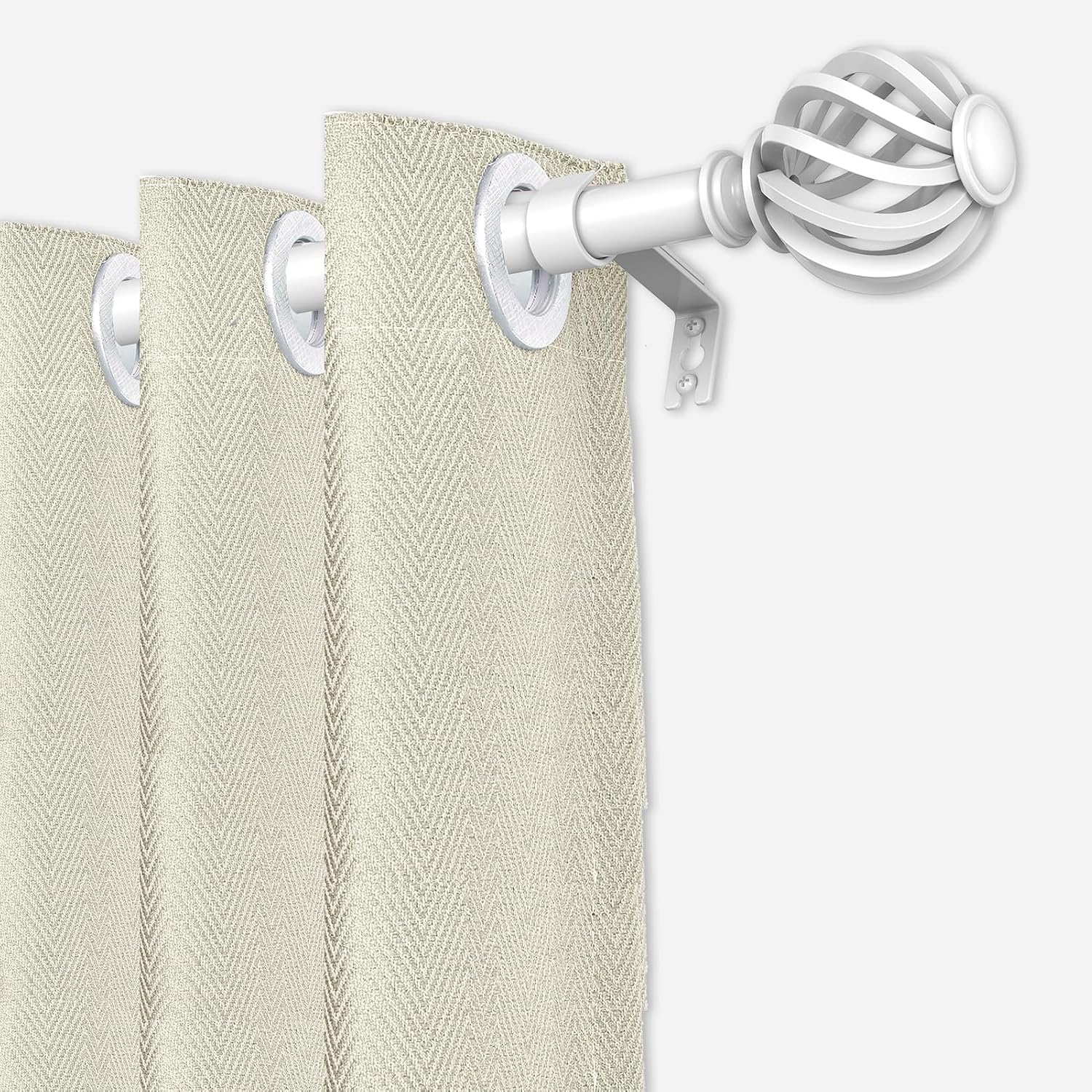 Luvenia White Decorative Curtain Rod,Adjustable Curtain Rods For Windows 30 to 88 Inch(2.5-7.3Ft),Long Outdoor Curtain Rod For Patio, Bedroom, Living Room,Kitchen,Farmhouse
