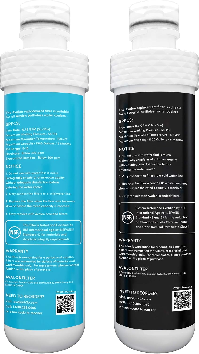 Avalon Genuine Replacement Filters for Avalon Bottleless Water Coolers, NSF Certified, Patented, 2 Count (Pack of 1)