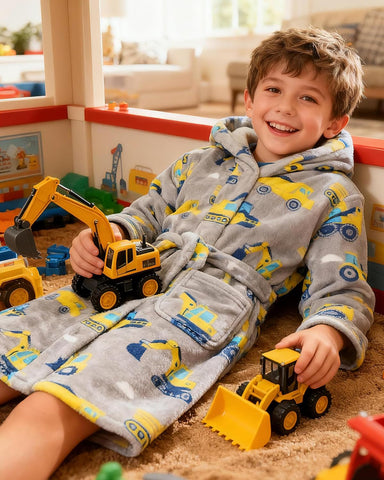 CJMJXPH Kids Toddler Boys Girls Fleece Robe Soft Hooded Bathrobe Pajamas Sleepwear 2-16 Years