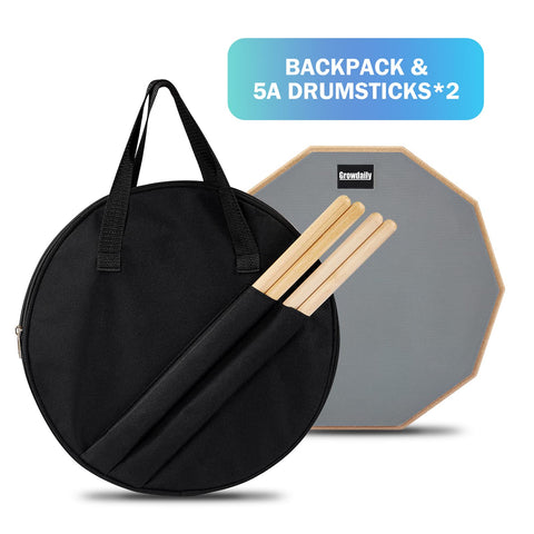 Drum Practice Pad for drumming drum pad and sticks 12 In,Sided With 2 Pairs/4 Maple 5A Drum Sticks & Storage Bag(Gray)